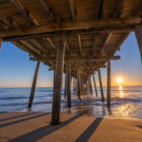sunrise, nags head pier, outer banks vs virginia beach