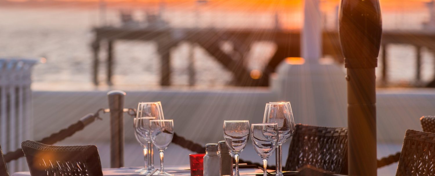 sunset waterfront dining