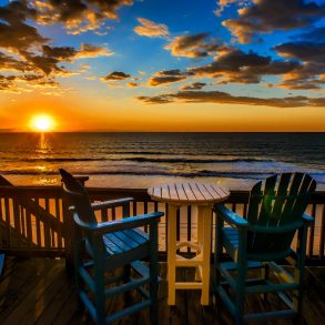Beach house deck at sunrise