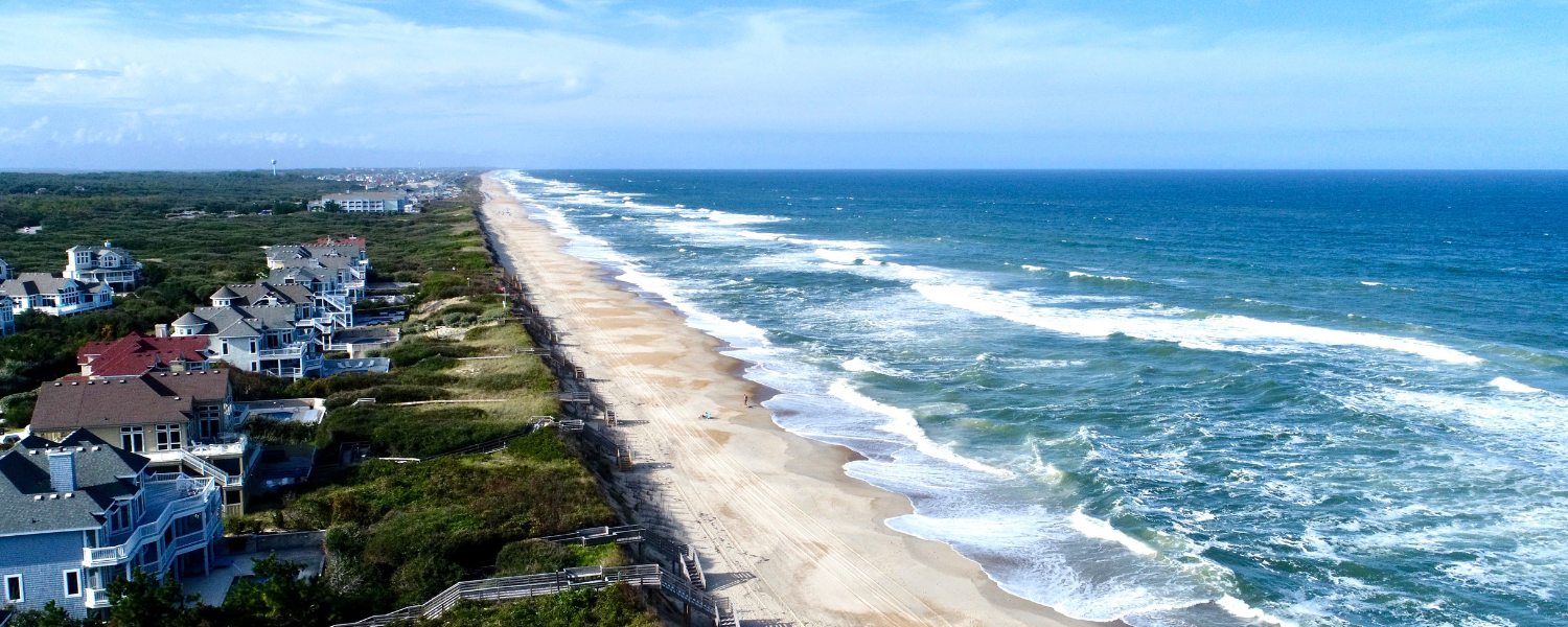 coastline of corolla on the outer banks of nc