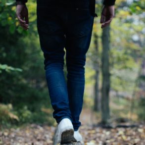 Person on a walk in the woods
