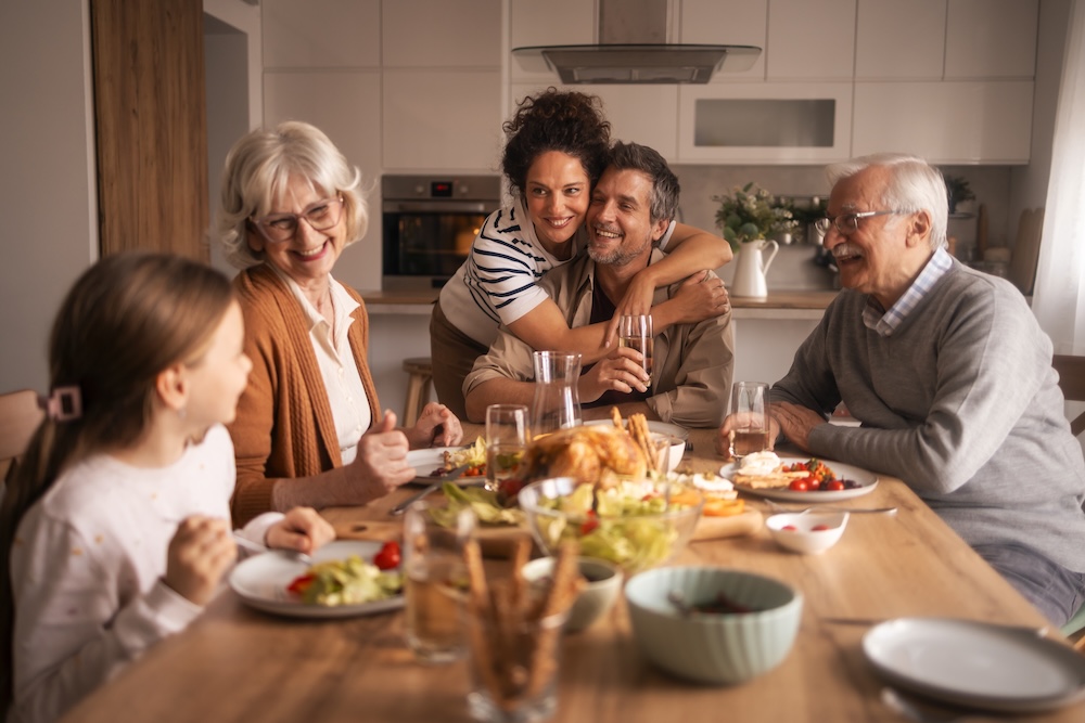 Family having lunch.